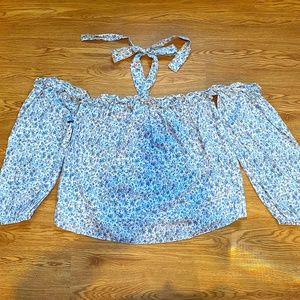 VINCE CAMUTO Caide Cold Shoulder Tie Neck Top